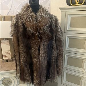 Silver fox fur coat small